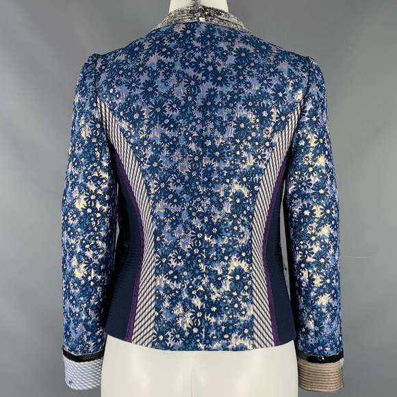 MARC JACOBS Blue Silver Acetate Blend Floral Jacket - Picture 4 of 8